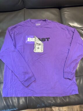 Purple Long-Sleeve Mr. Beast Tee Rare